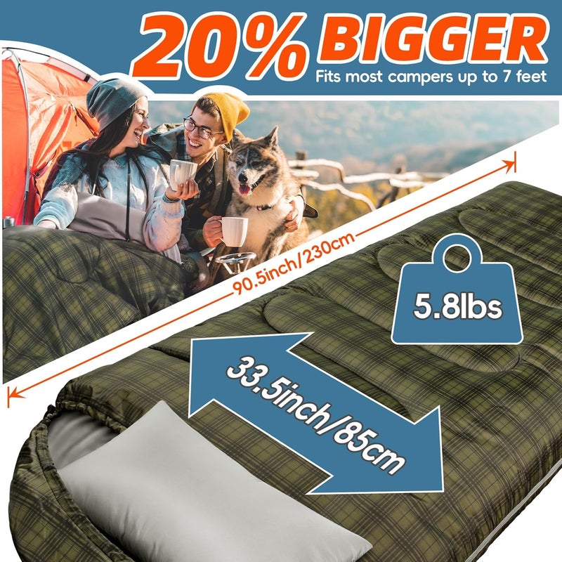 Mereza 0 Degree Winter Sleeping Bag for Adults Kids with Pillow, Cold Weather Sleeping Bag for 4 Season Camping Hiking Backpacking Sleeping Bags for Big and Tall - Image 2
